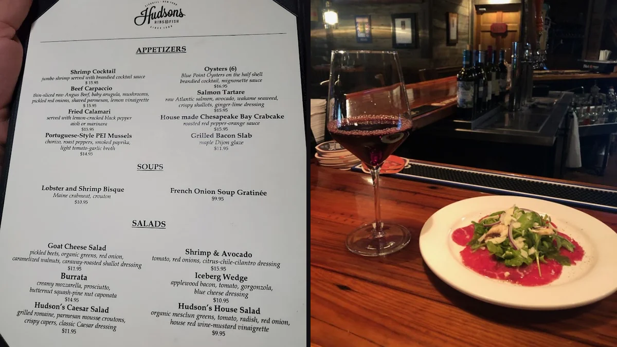 Warm dining area for steaks and seafood.